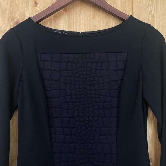 Lafayette 148 New York Black 3/4 Sleeve Crew Neck Black Knee Length Dress - Picture 6 of 14